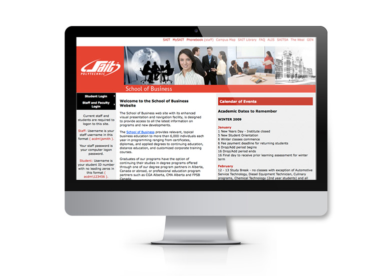 SAIT School of Business Website Development - 2008